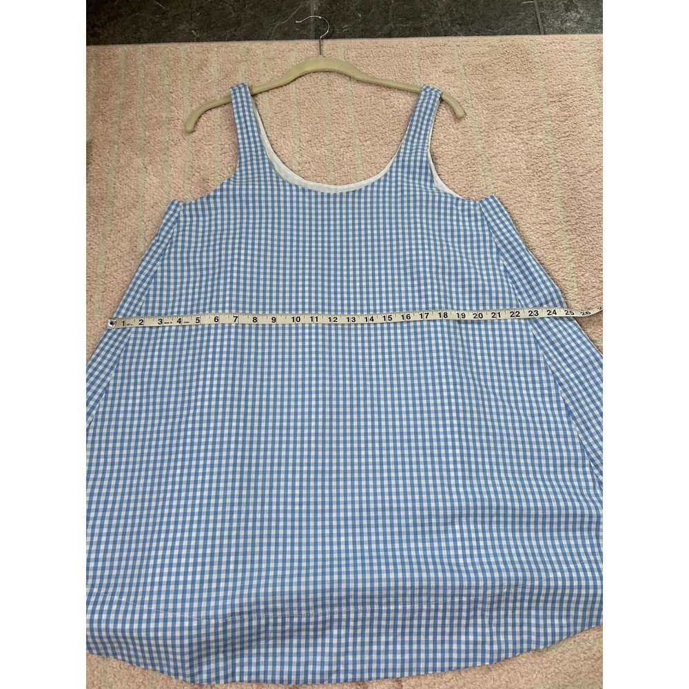 Olivaceous 100% Cotton Blue White Gingham Trapeze Swing Mini Dress Size Large - Picture 7 of 9